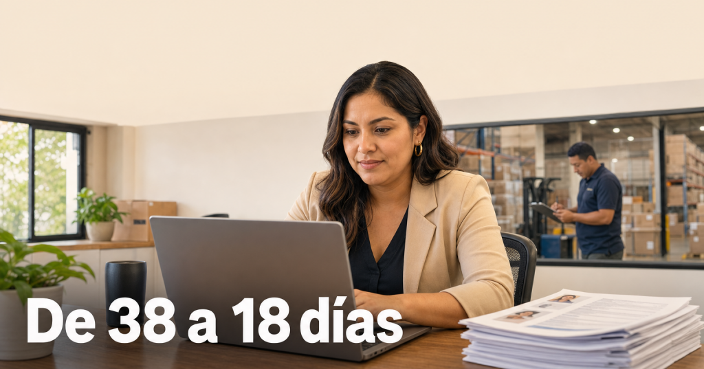 Equipo de RRHH en una oficina en El Salvador revisando perfiles de candidatos estructurados en una laptop